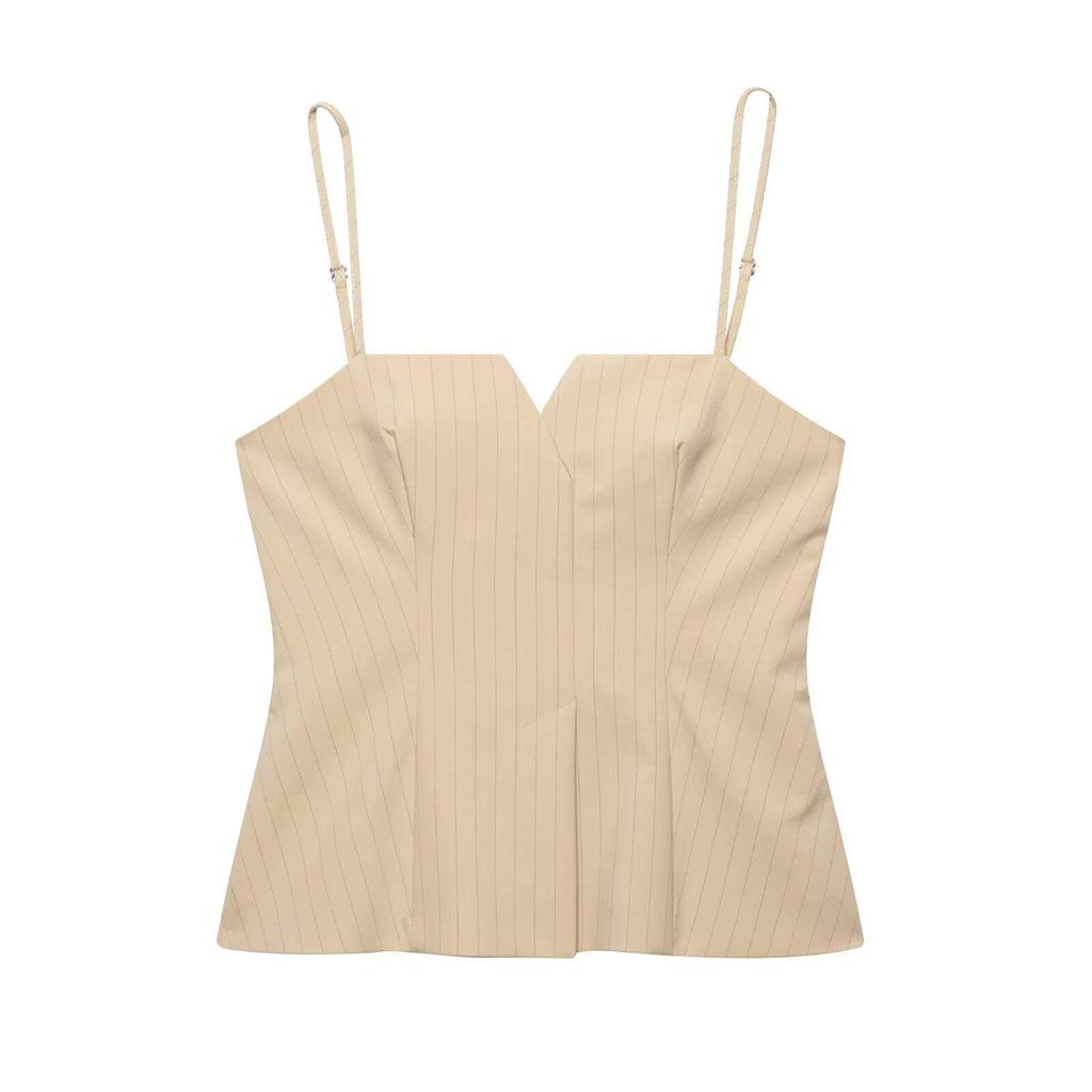 European and American Women's Fashion 2025: Striped Camisole and Skirt Short Set