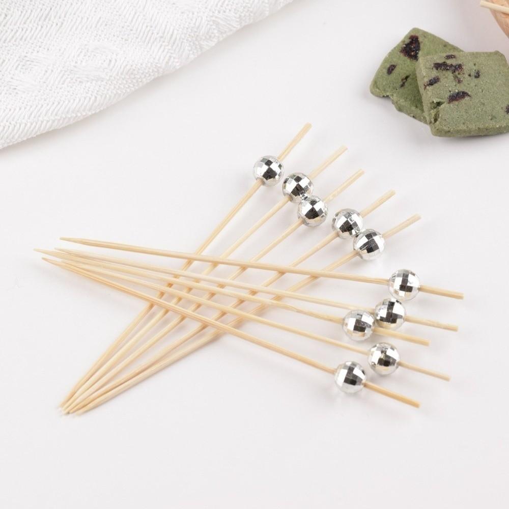 100pcs 12 Cm Food Picks Mirror Finish Dessert Sticks Decorative Bamboo Skewers  Festival Supplies