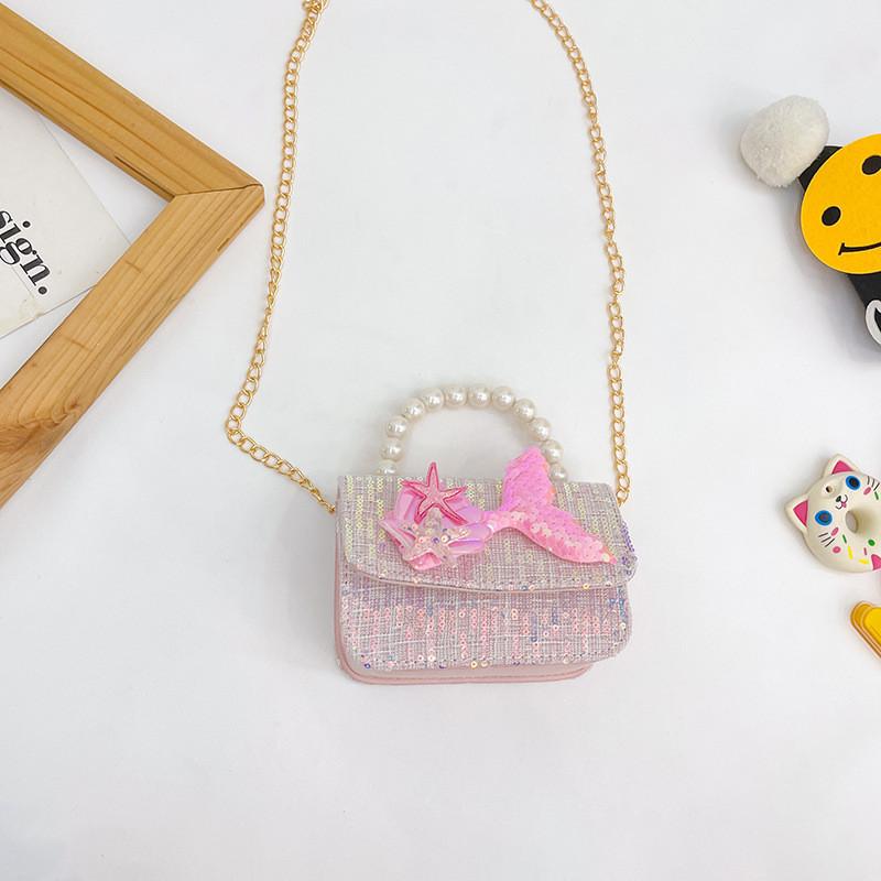Cute Autumn Mini Shoulder Bag For Girls Featuring Pearl And Sparkling Elements