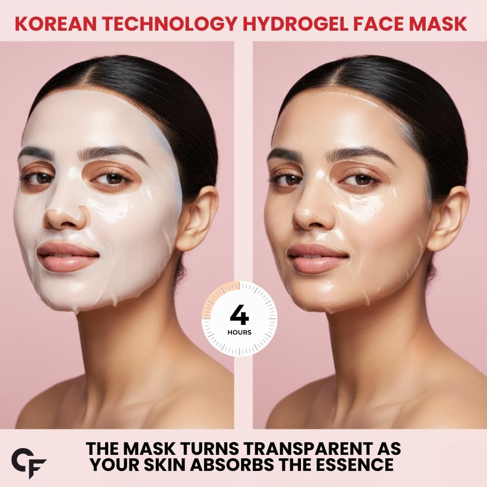Carbamide Forte Bio Collagen Overnight Hydrogel Face Mask Sheet For Deep Hydration, Firming Glow, All Skin Types 35 g
