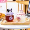 For Sanrio Hello Kitty Kuromi Melody Glass Cup Honey Cant-Shaped Water Cup for Kids 420ml Coffee Mug with Cartoon Silicone Lid