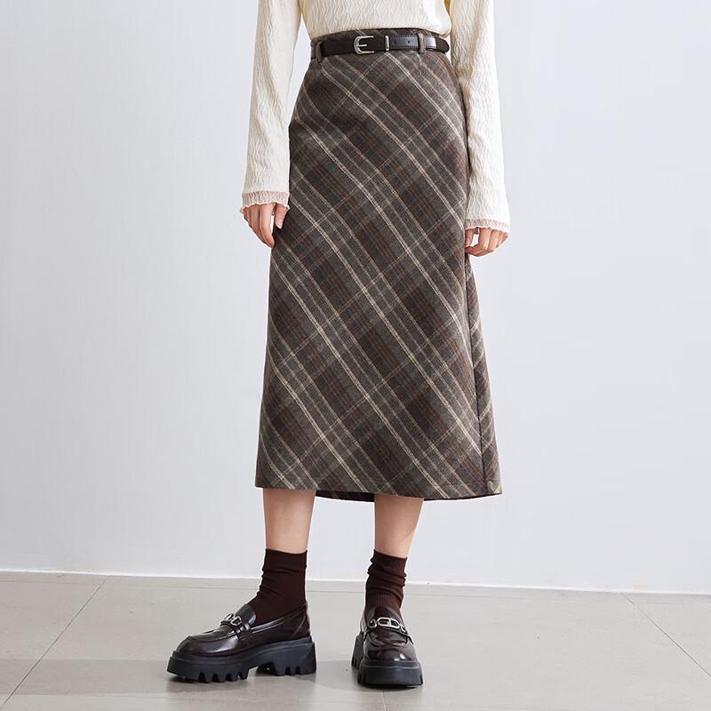 Betu Women's Vintage Plaid Straight Skirt
