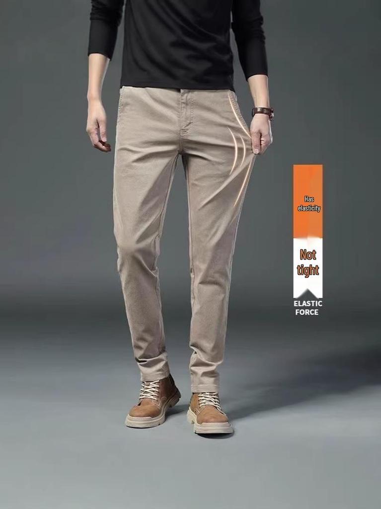 Pantalones Casuales Rectos Elásticos Resistentes al Desgaste para Hombre - Estilo Coreano para Primavera/Otoño