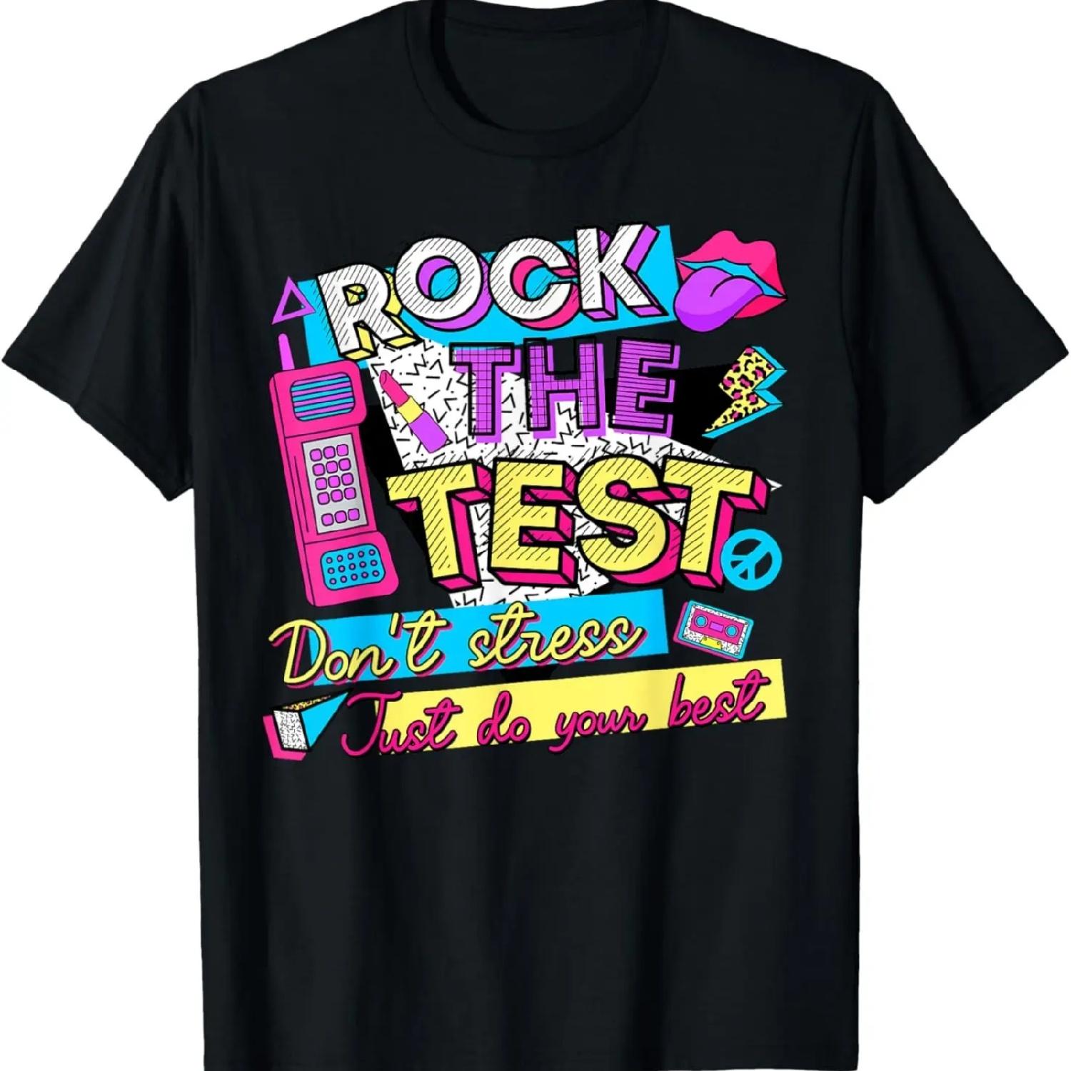 Rock The Test Do Your Best Test Day Teacher Student Retro T-Shirt XXXXXL разноцветный