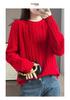 Women's Color-Block Pure Wool Sweater, Cable Knit, Thickened, Loose Fit, Slimming Pullover