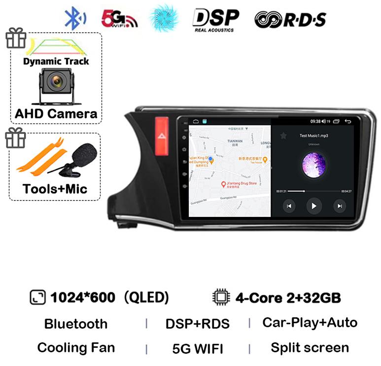 

Android 14 Carplay Auto Car Radio For Honda CITY 2014 2015 2016 2017 2018 2019 Multimedia Stereo Player GPS 4G+WIFI 360 Camera