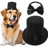 Pet Formal Accessories Set 2Pcs Dog Top Hat with Bowtie Cat Gentleman Tuxedo Necktie Costumes for Birthday Holiday Party