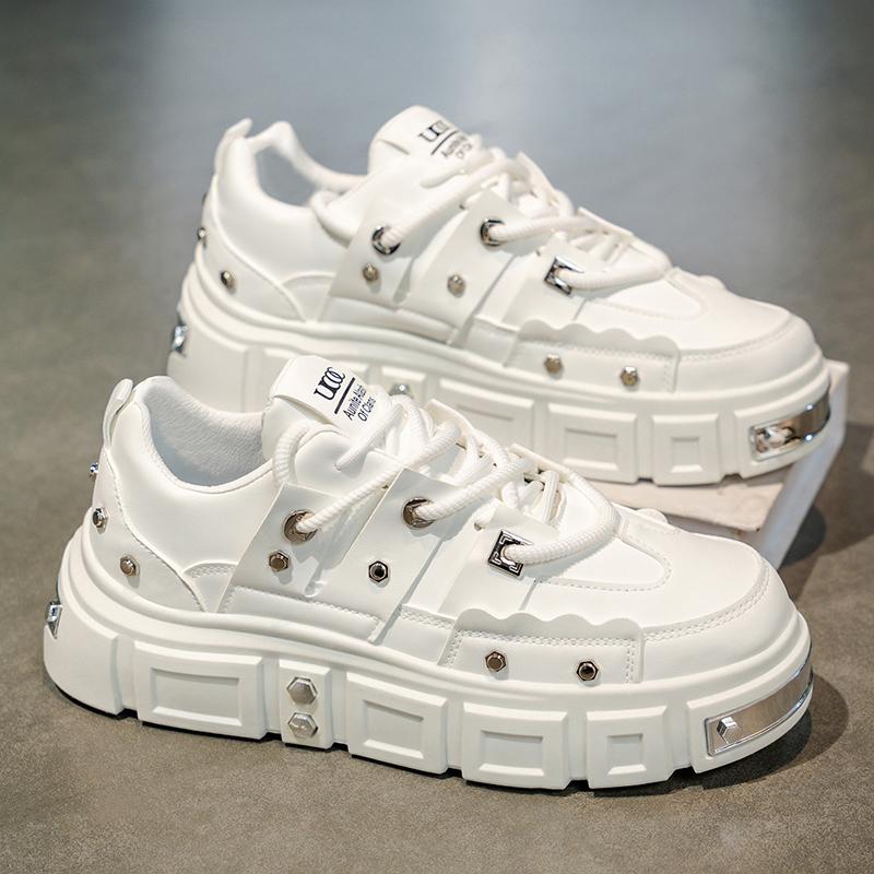 Herren Sportschuhe Punk Weiß Skateboard Schuhe Elevator Plateau Sneaker Student Lila Laufschuhe Übergröße