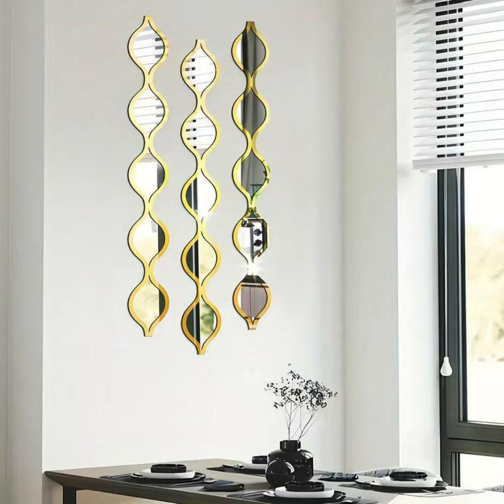 Self-adhesive Acrylic Mirror Wall Sticker Removable Water-Shaped Decals Hallway