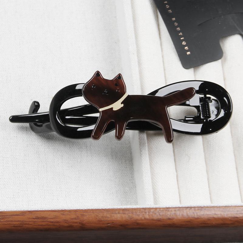 

1pc cute leopard print cat hair clip temperament back of the head large size bun twist clip one word hair card headdress