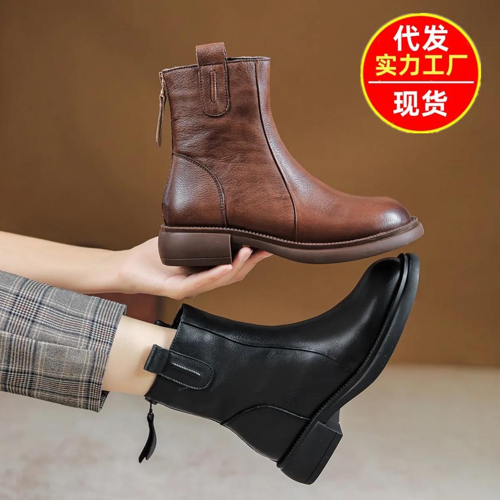 2026 New Autumn Winter Shoes Women Boots Thick Sole Women Ankle Boots Brand Ladies Winter Footwear Warm Plush Black Brown