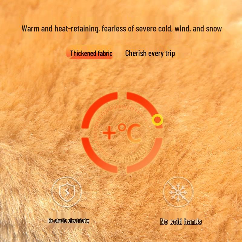 New Electric Vehicle & Motorcycle Handlebar Warmers - Winter Plush, Thick, Cold-Proof