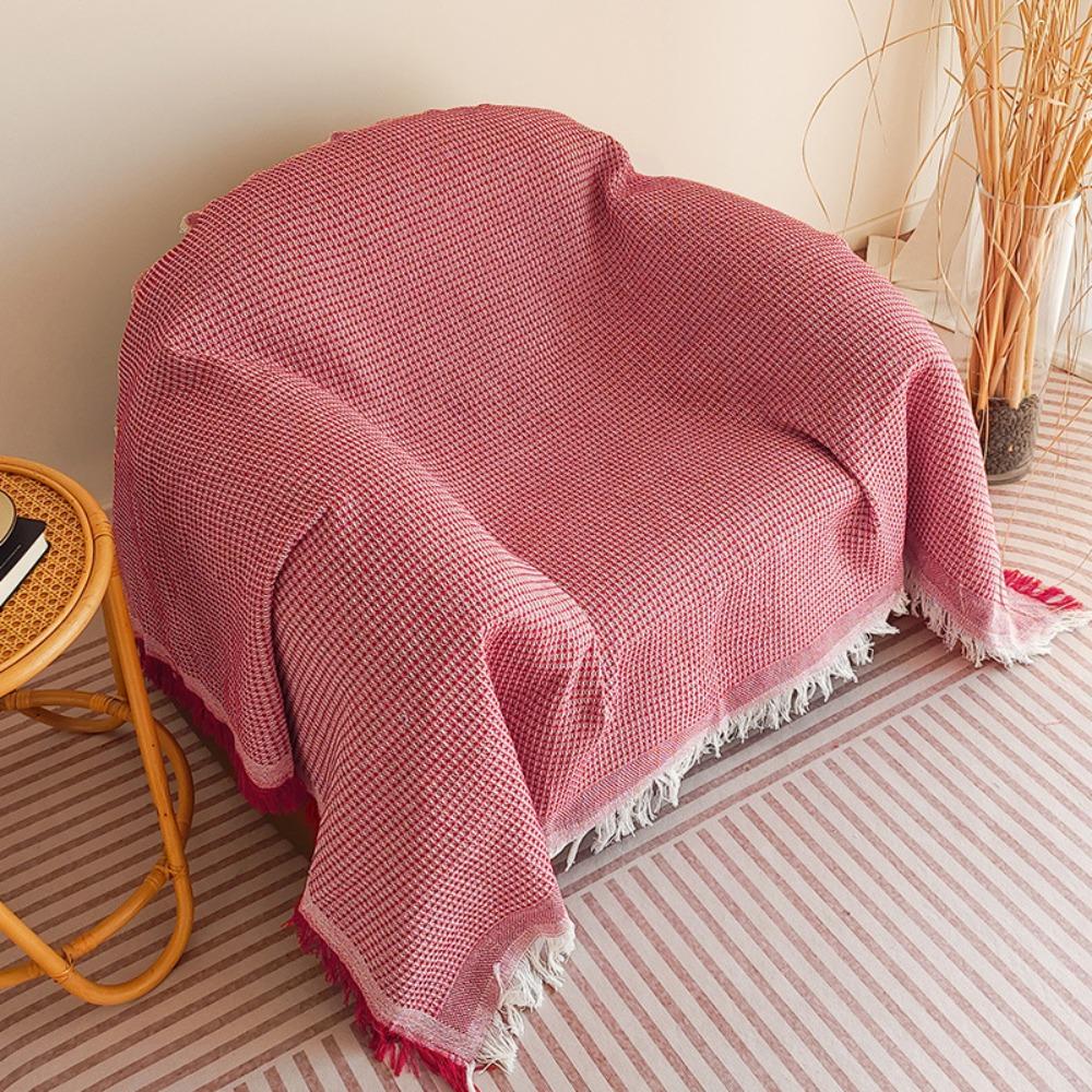 Minimalist Single Sofa Throw Blanket American Farmhouse Style Solid Color Dustproof Full Coverage Sofa Cover