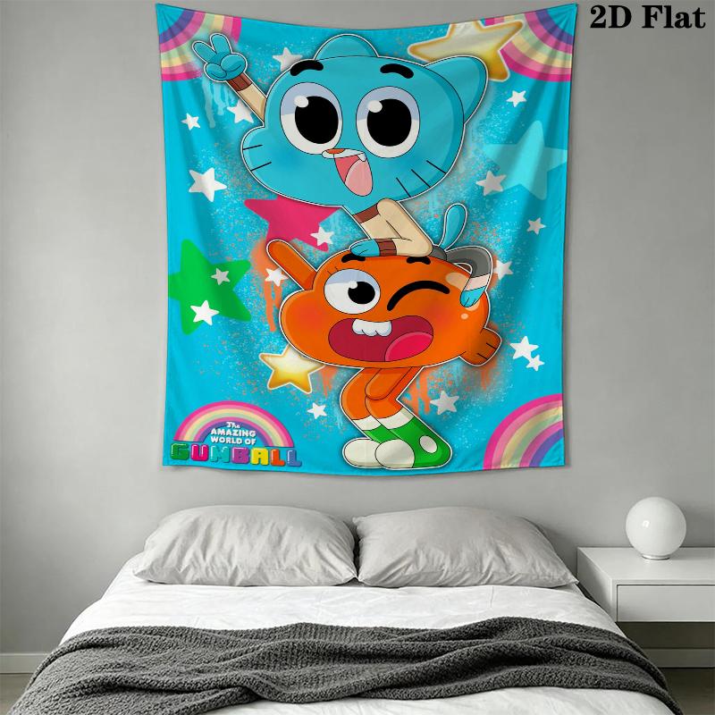 The Amazing World of Gumball Wall Tapestry Aesthetic Wall Hanging Printed Fabric Blanket Decorative Tapestries for Bedroom Living Room Home Decor