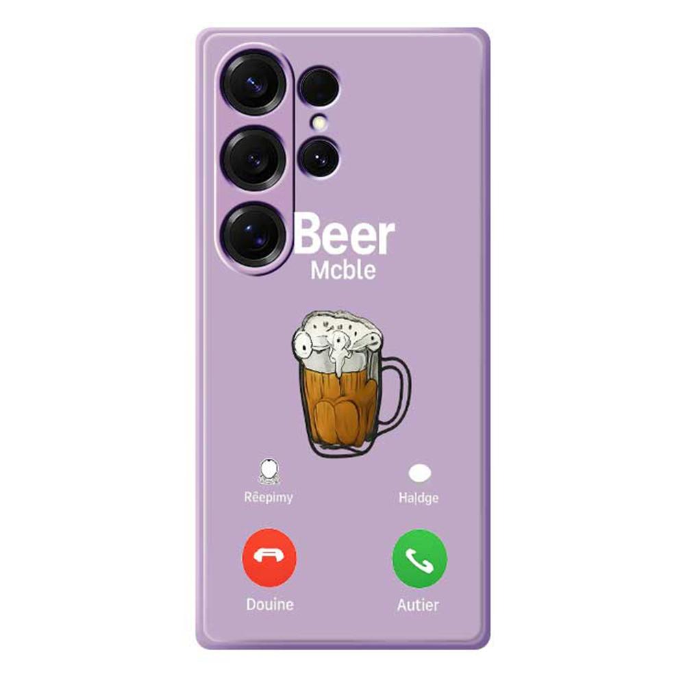 For Samsung Galaxy S25 Ultra Case Beer Pattern Printing Straight Edge TPU Phone Back Cover