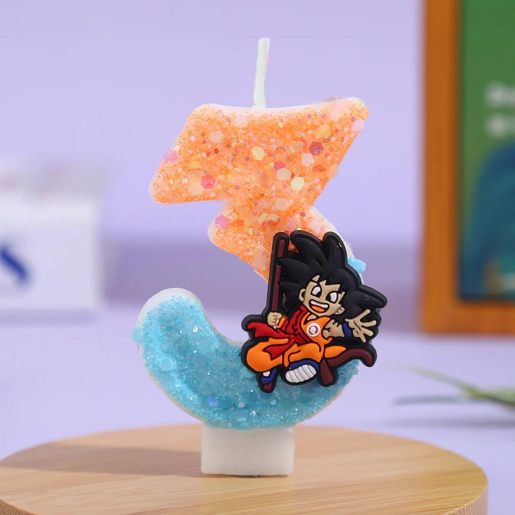 Bandai Dragon Ball Wukong Candle 3D 0-9 Numbers Cartoon Character Celebration Cake Decorations Birth Date Cake Decorative Present