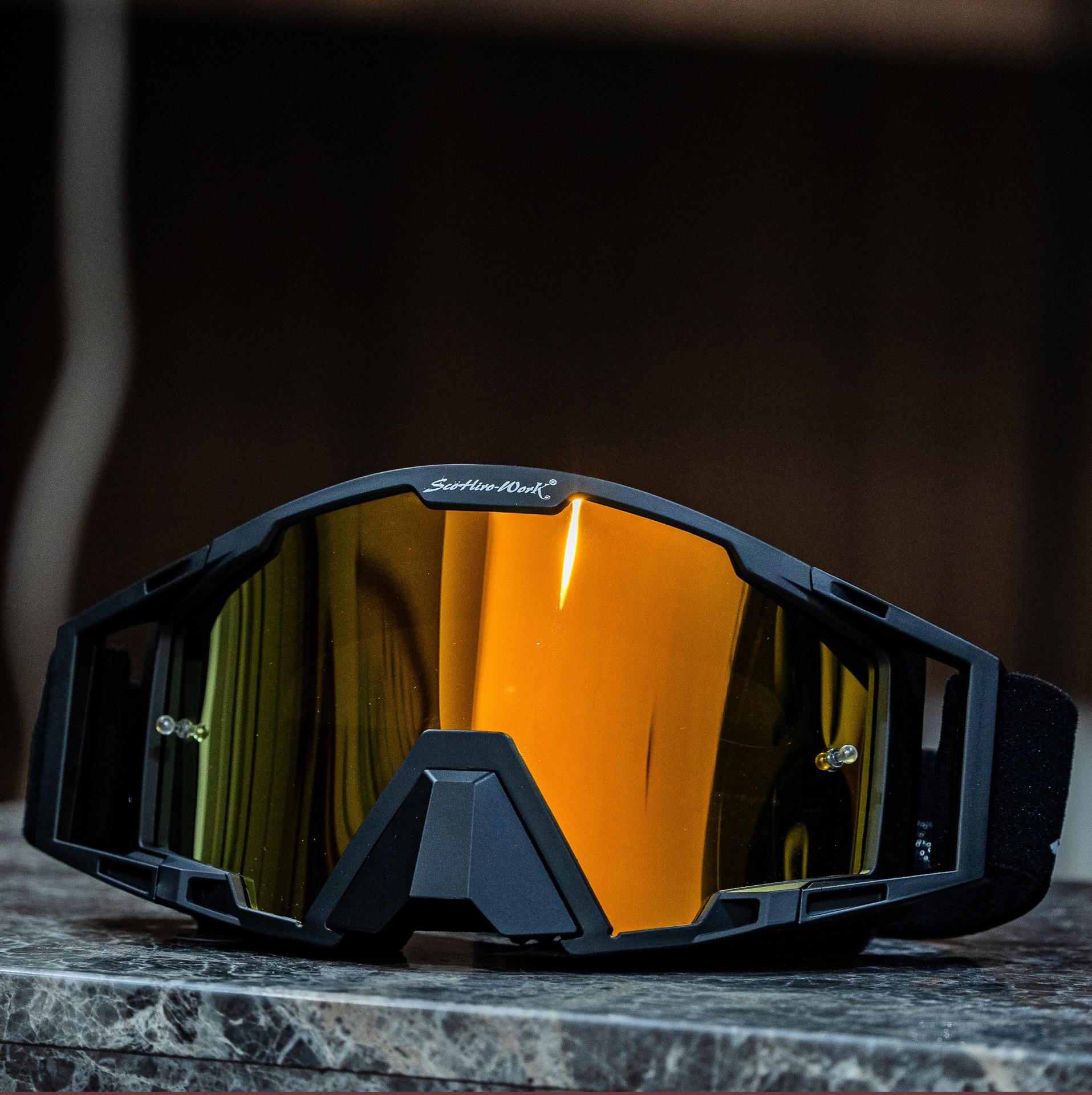 SCOHIROWORK Retro Motorcycle Goggles with Off-Road Harley Mask Helmet