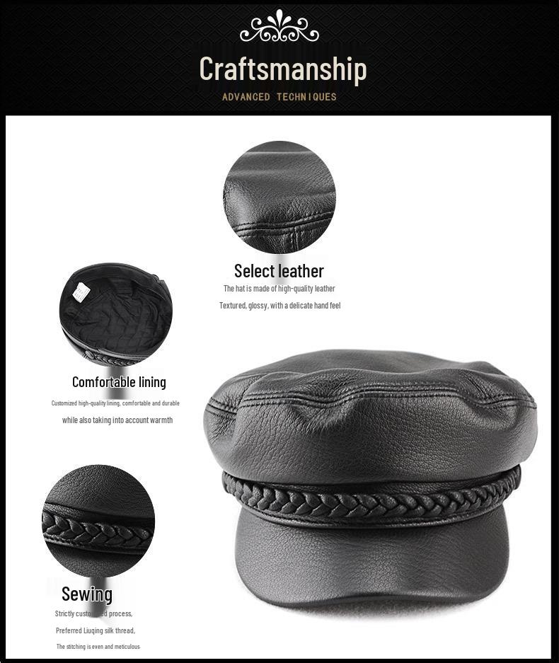 Unisex Fashion Sheepskin Leather Flat Top Duckbill Cap for Fall/Winter