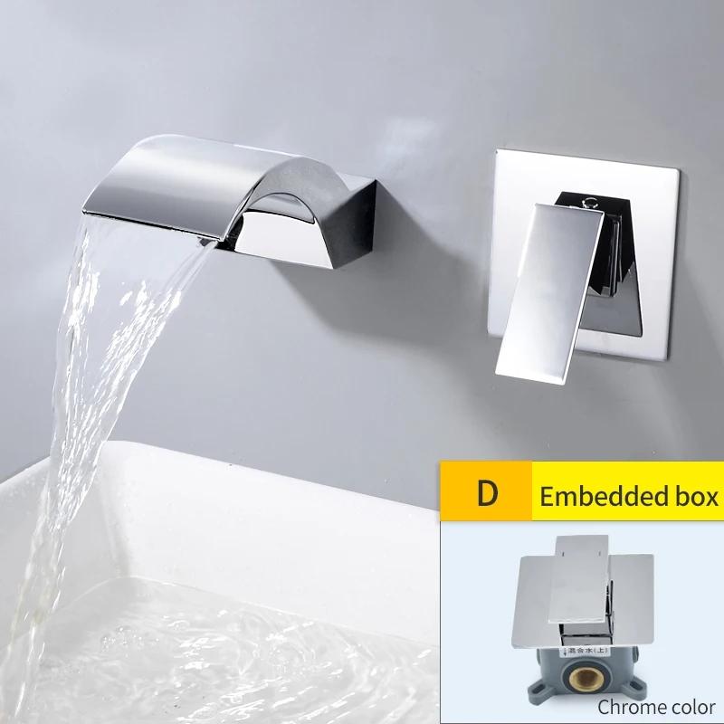 Brass Black Waterfall Basin Tap Chrome Waterfall Bathtub Sink Faucet Single Handle Bathroom Cold And Hot Mixer Tap Faucet