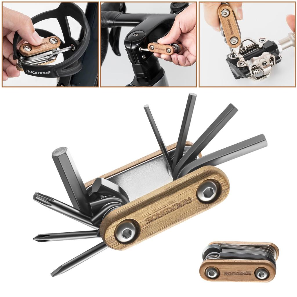 ROCKBROS Mini Attrezzo Pieghevole per Bicicletta Manutenzione e Riparazione Esagonale Alto Facile per Strada e Cross Uso di Emergenza Multi-Attrezzo, Dimensioni, Portatile,