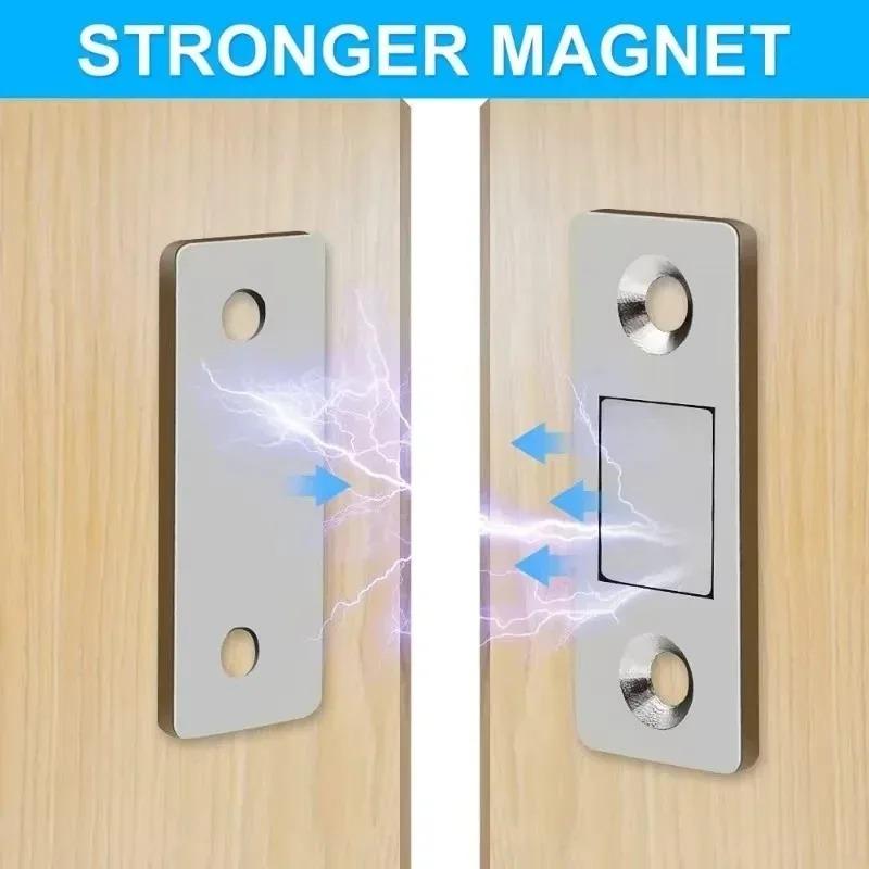 Magnetic Cabinet Catches Strong Magnet Sticker Punch-Free Self-Adhesive Latch Hidden Door Closer for Kitchen Cupboard Cabinet Drawer Furniture