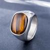 Anelli in Acciaio Inossidabile Color Oro/Acciaio con Pietre Occhio di Tigre Marroni Retrò per Uomini Donne Classici Eleganti Semplici Gioielli in Acciaio Inossidabile Regalo