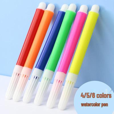 Kids' DIY Graffiti Watercolor Pens & Brushes: 4, 5, 6 Color Sets - Cartoon Art Supplies for Kindergarten