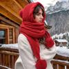 Women's Winter Hat Scarf Set - Thermal Wool Pom Beanie&Balaclava for Extreme Cold Versatile Hat with Attached Scarf  Knitted Hat