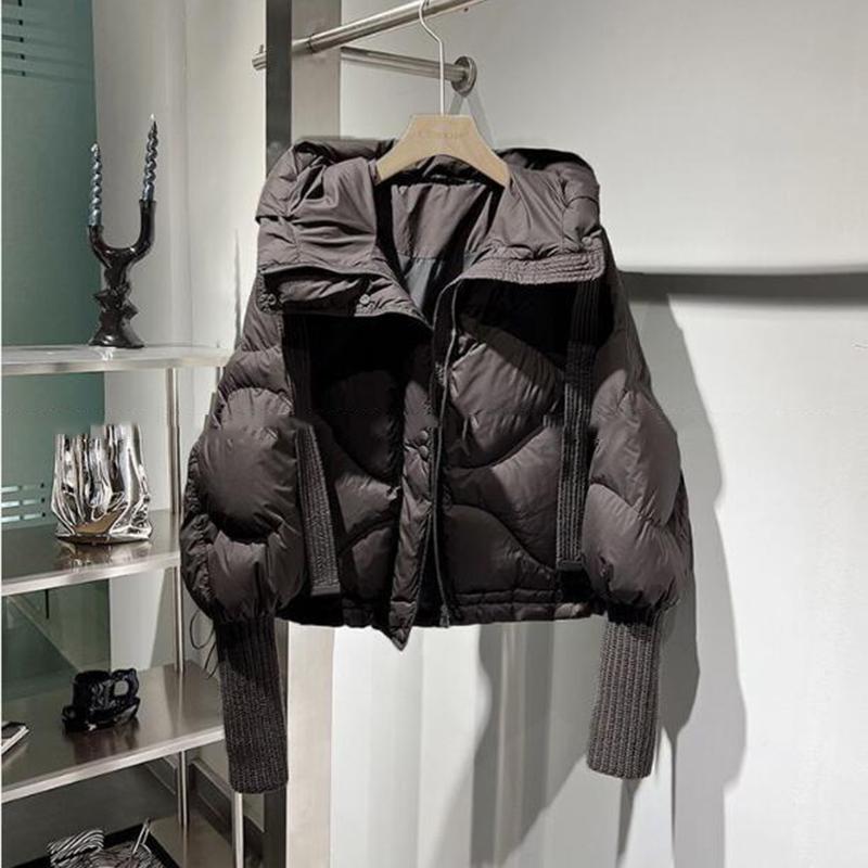 Winter White Duck Down Jacket Loose Streetwear Women's Lightweight Hoodie Parka Fashionable Warm Short Loose Coat