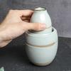 Sake and Hot Sake Set - Ceramic 5-Piece Set: 1 X 150ml Sake Carafe, 2 X 30ml Sake Cups, 1 X 350ml Sake Carafe, 1 X Sake Warmer, 1 X 70ml Lid. The Cara