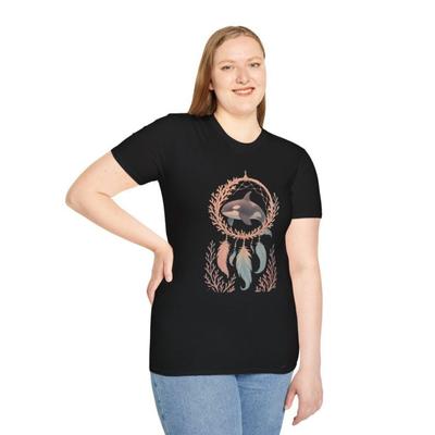 Orca T-Shirt Rettet den Ozean Tag der Erde Sommer T-Shirt Orca und Traumnetz Kreatives Design T-Shirt Meeresbiologen Unisex Damen Oberteil