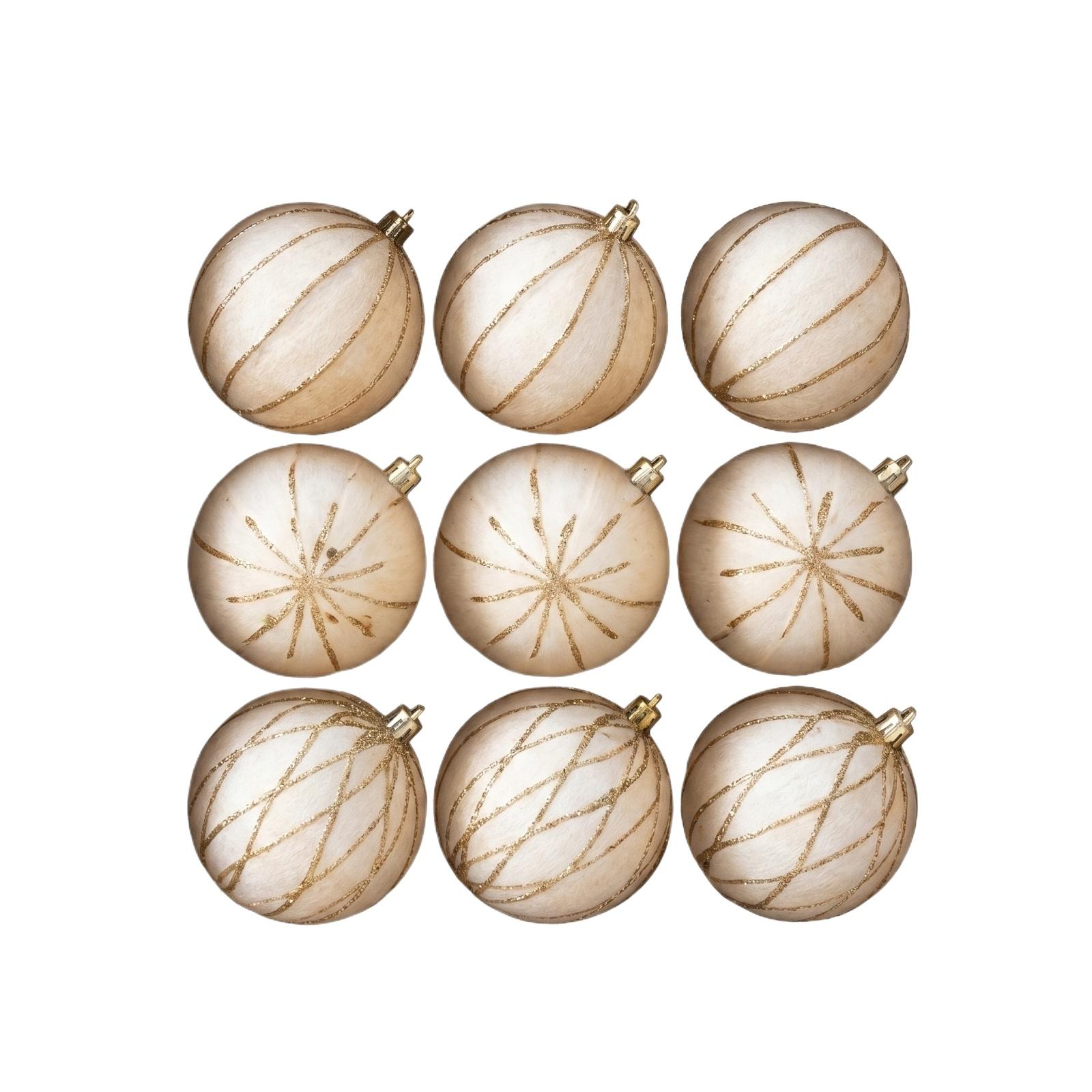 

Set of 9 Christmas Tree Ornaments in Kraft Paper Box with Grid Compartments Holiday Decoration Accessories for Seasonal Home Display One Size