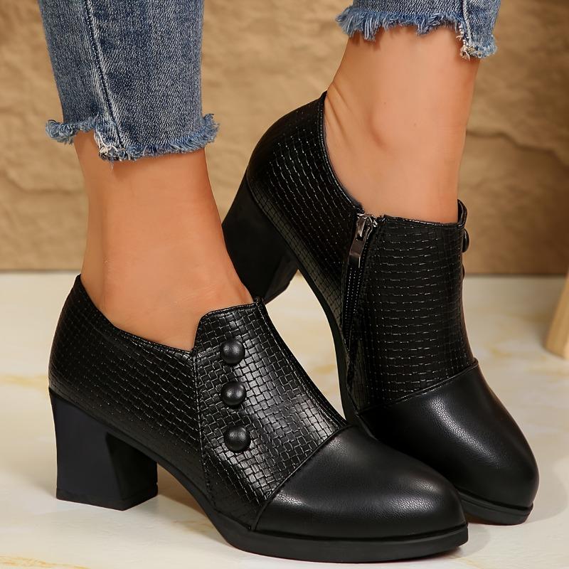 Spring 2025 New Pointed Toe Chunky Heel Slip-On Women's High Heels
