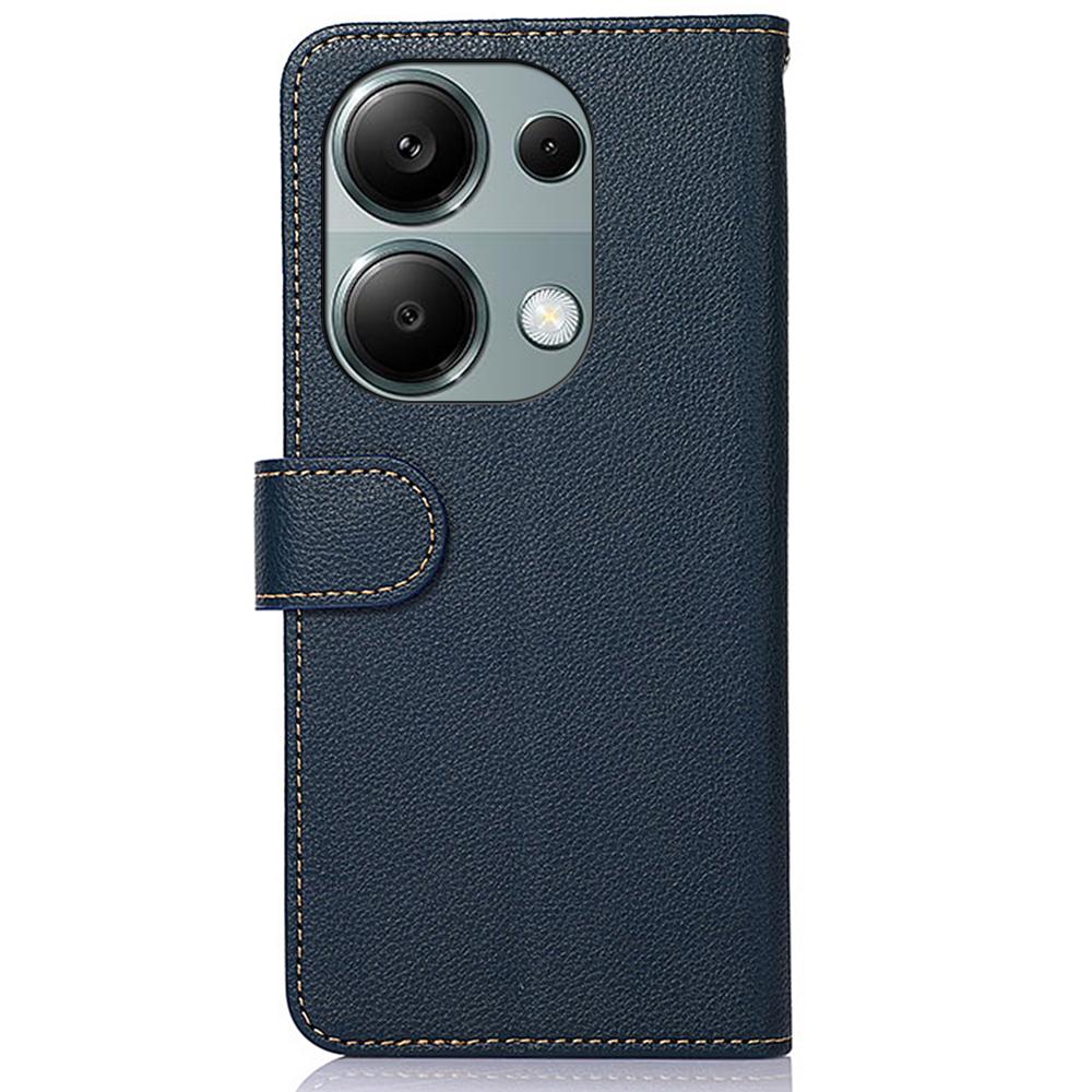 KHAZNEH For Xiaomi Redmi Note 13 Pro 4G/Poco M6 Pro 4G Case RFID Blocking Stand Cover with Litchi Texture