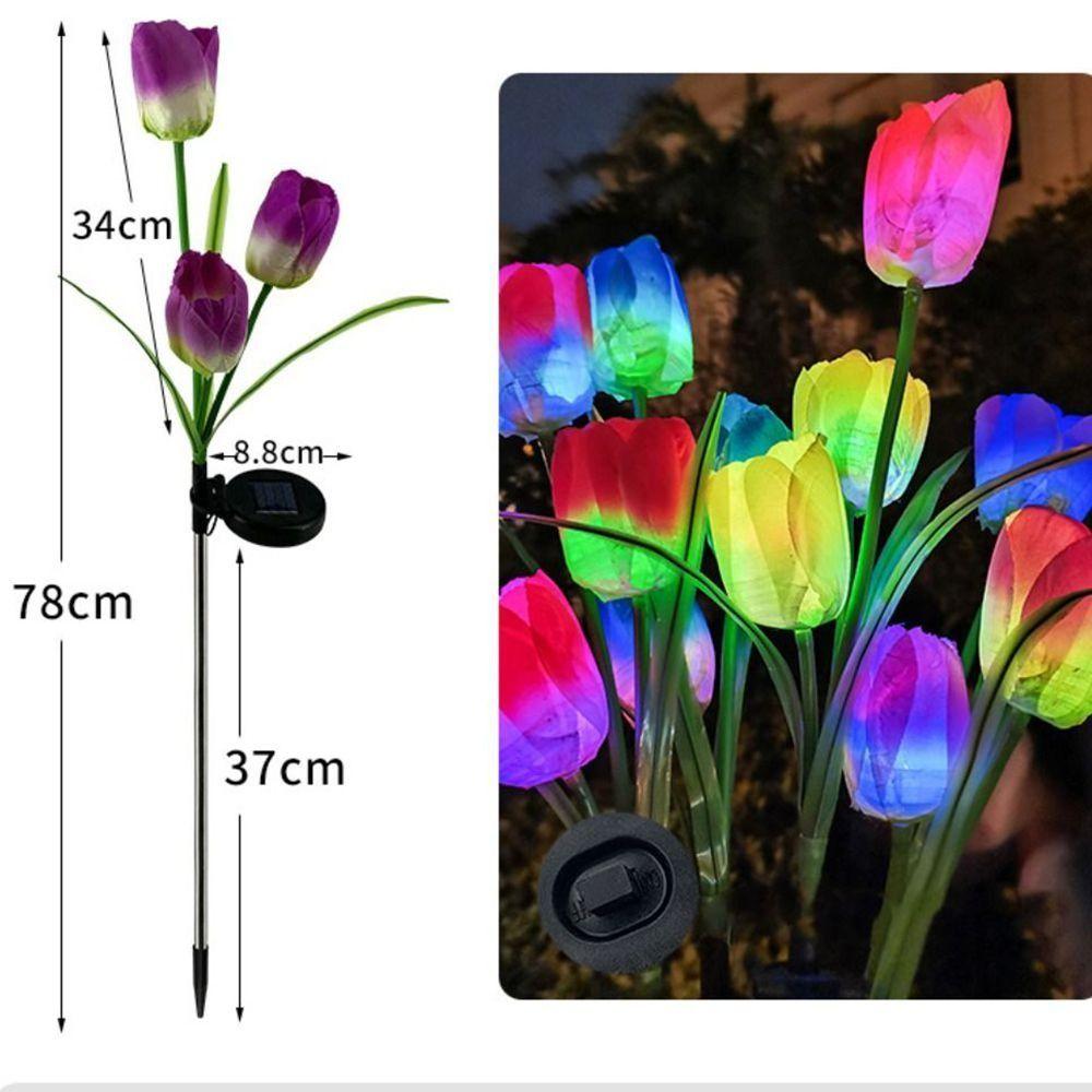 Stainless Steel Solar LED Light Waterproof Modern Lawn Lamp Creative Simulated Tulip Rose Flower Lamp Christmas