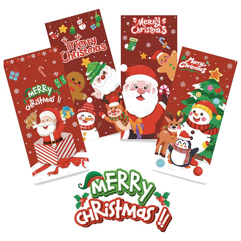 50 Pcs Merry Christmas Cellophane Bags With Twist Ties Xmas Clear Cello Candy Gift Bags New Year'S Eve Christmas Party Decoration