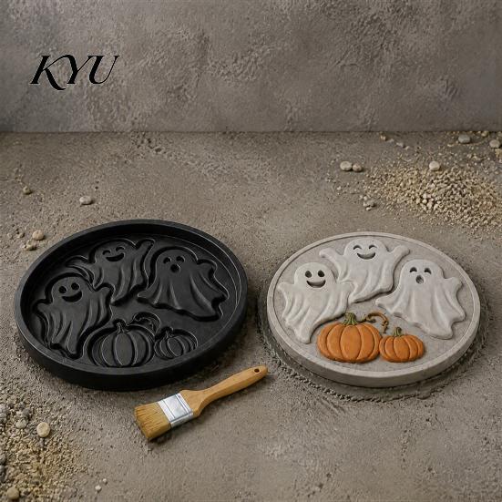Decorative Yard Stepping Stones Halloween Stone Mold, Reusable Plastic Molds, DIY Cement Garden Landscaping Supplies Path Maker Mold for Patio Lawn &