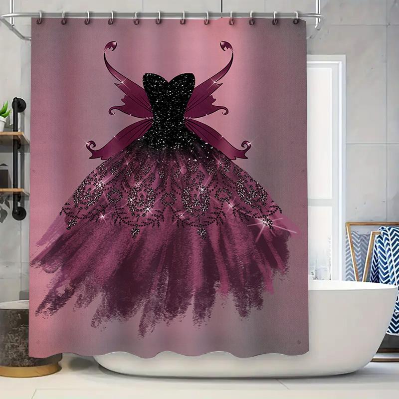 

Enchanting Purple Gown: Romantic Fairy Tale Pattern Shower Curtain For A Magical And Elegant Bathroom Dcor W60H190(CM)-1 Pcs