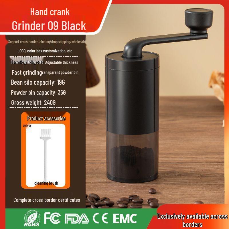 Portable Hand-Crank Coffee Grinder with Foldable Storage for Small Households
