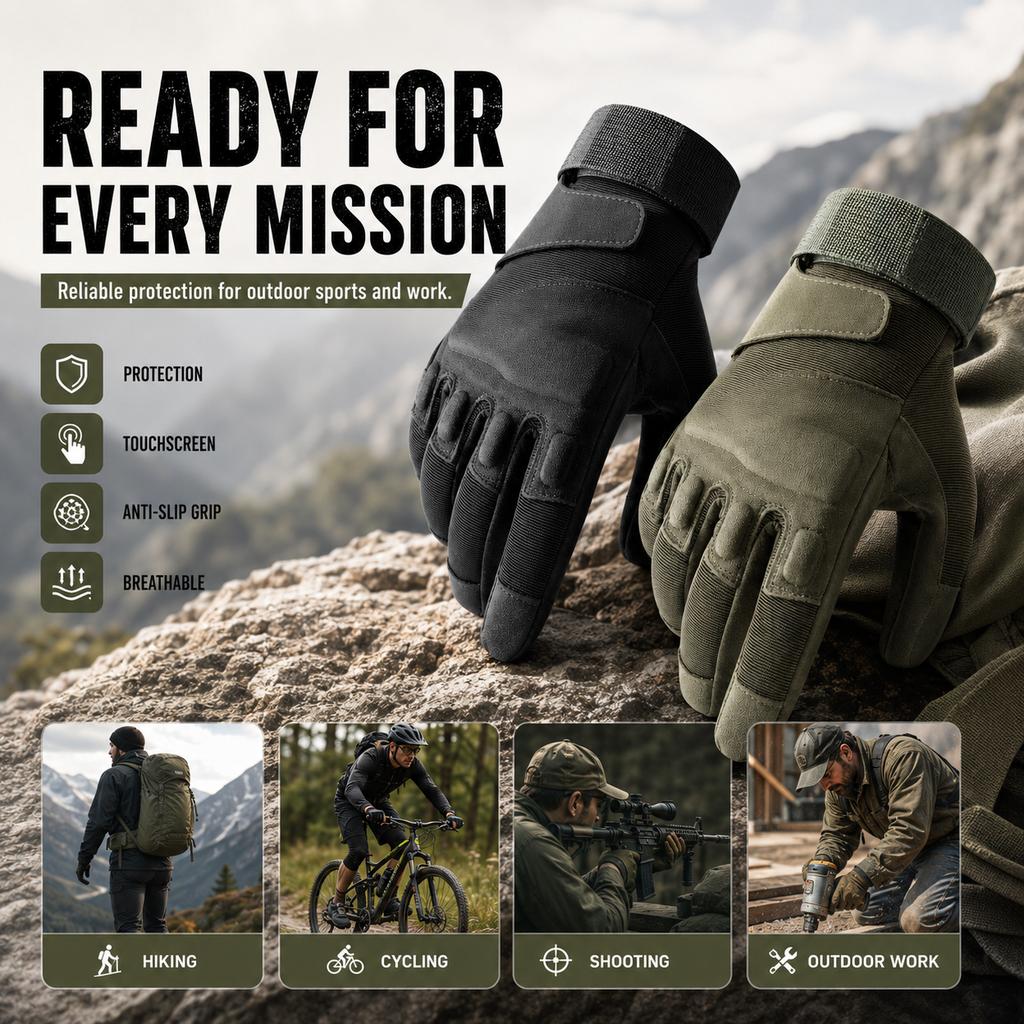 Gloves Touchscreen Anti-Slip Breathable Military Outdoor Work Motorcycle Hiking Riding Full Finger Protective Gloves