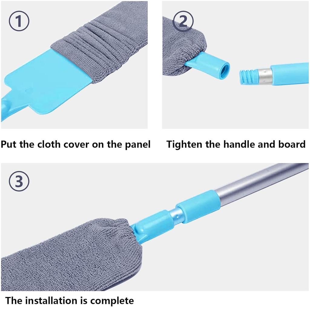 1/2/3pcs Cloth Retractable Dust Cleaner Under Appliance Microfiber Furniture Bedroom Sofa Bottom Household with Pole Washable