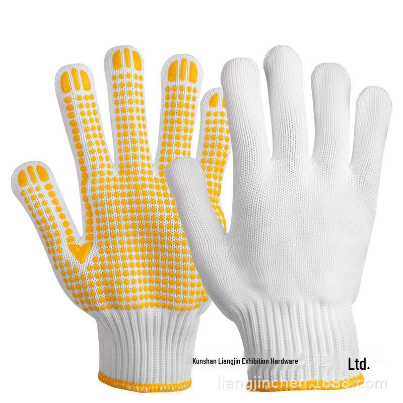 Deli Tools PVC Beaded Gloves DL521021 - Wear-Resistant Polyester Work Gloves for Labor Protection On Construction Sites