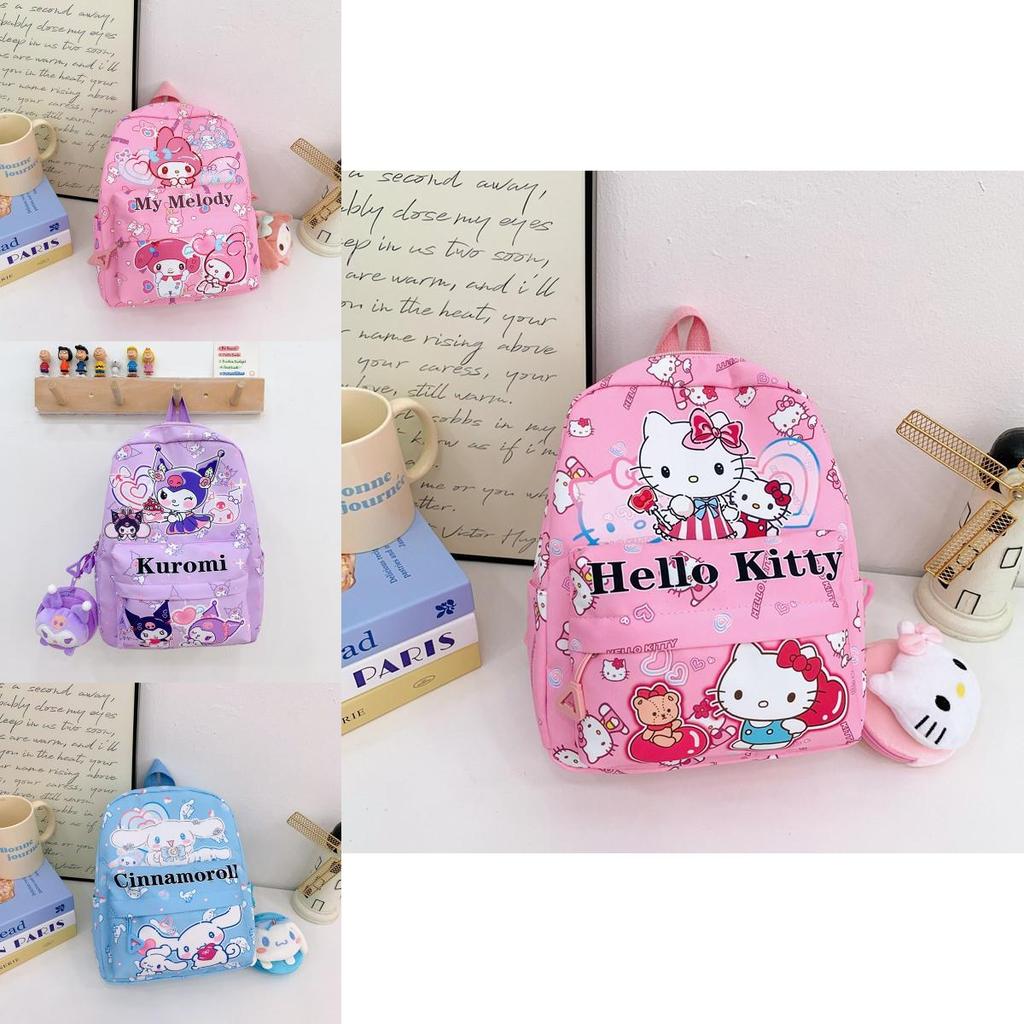 Zainetto per Bambini con Stampa Cartoon Hello Kitty Kuromi in Nylon Traspirante per l'Asilo