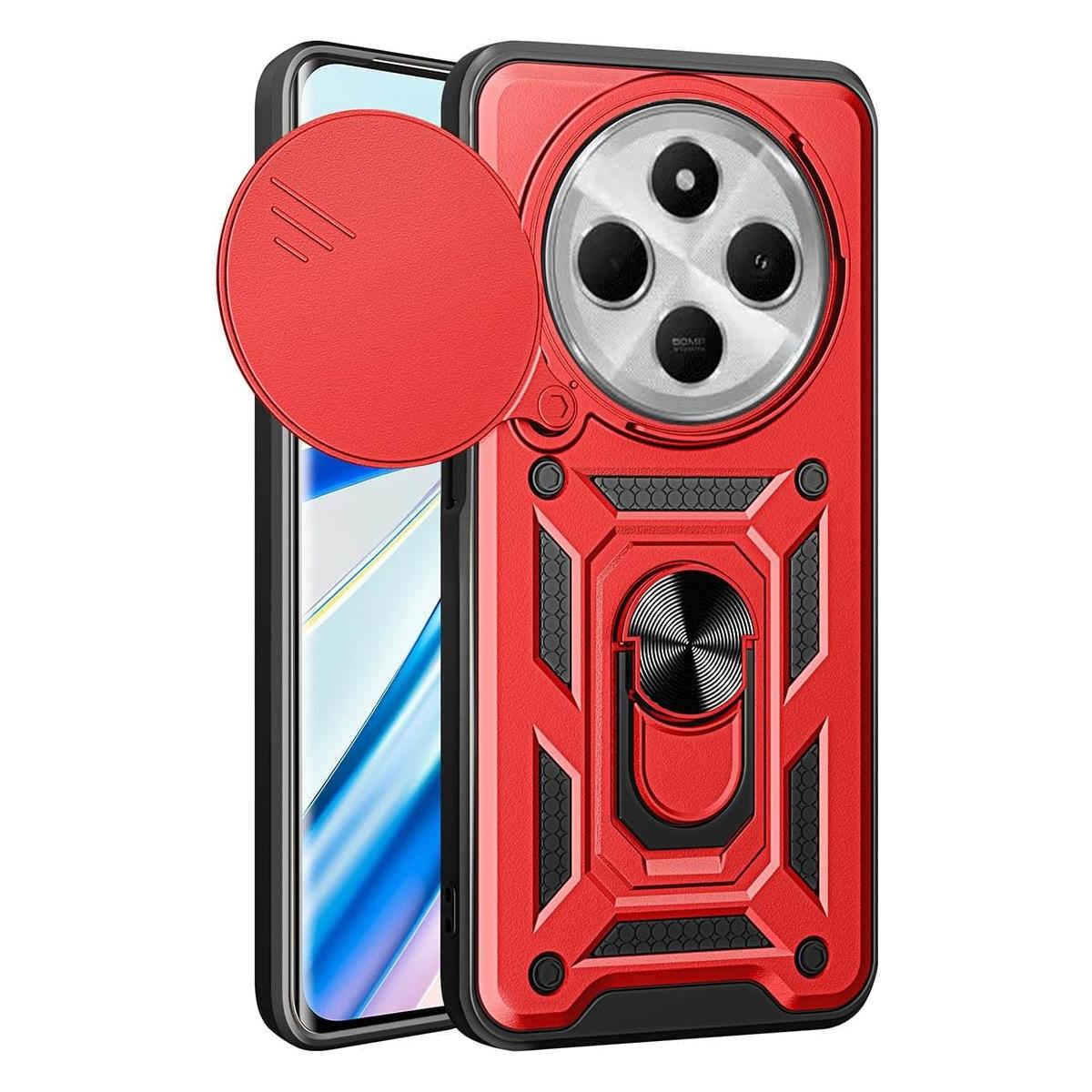 

Чохол Armor для Xiaomi Redmi 14C 4G Poco C75 Захист об єктива з кільцем Магнітний тримач Coque Fundas For Redmi 14C 4G червоний