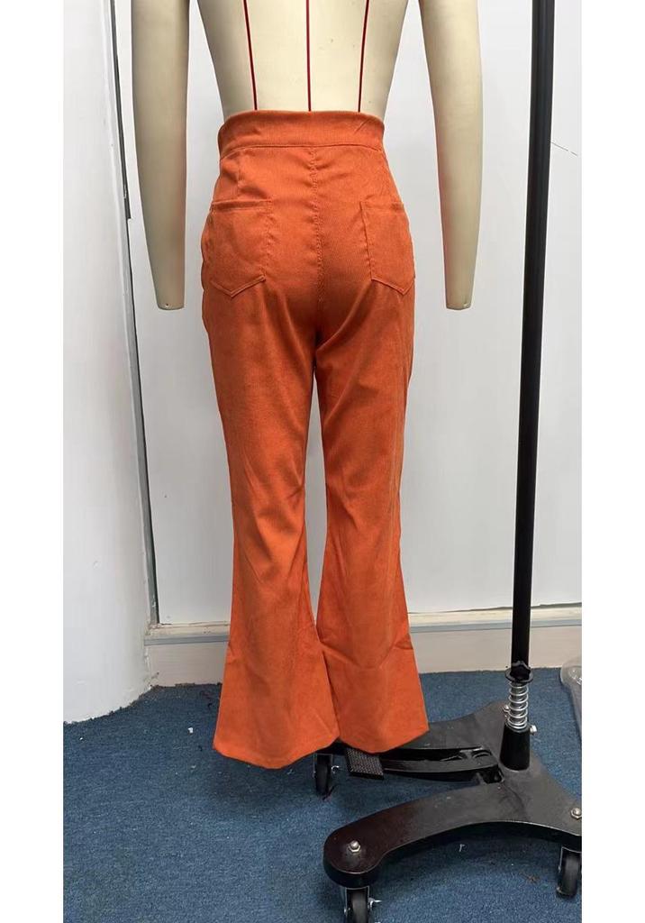 2025 Winter Women's High Waist Flare Corduroy Pants - Solid Color, Elegant and Casual Style