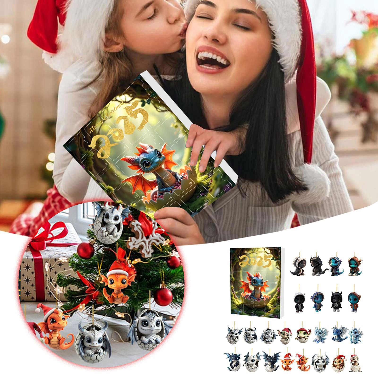 

Подвеска с Рождественским календарем обратного отсчета в виде динозавра, Адвент-календарь, Подвеска, Рождественский кулон, Рождество One Size