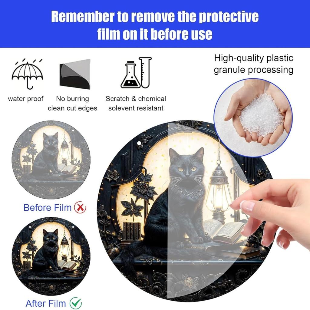 Acrylic Window Decoration Pendant Stained Cat On Desk Panel Decor Indoor Outdoor Garden Decor Or Housewarming Gift