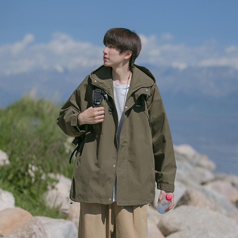 Japanese cityboy coat men's autumn versatile hooded mountaineering jacket oversize trendy outdoor jacket
