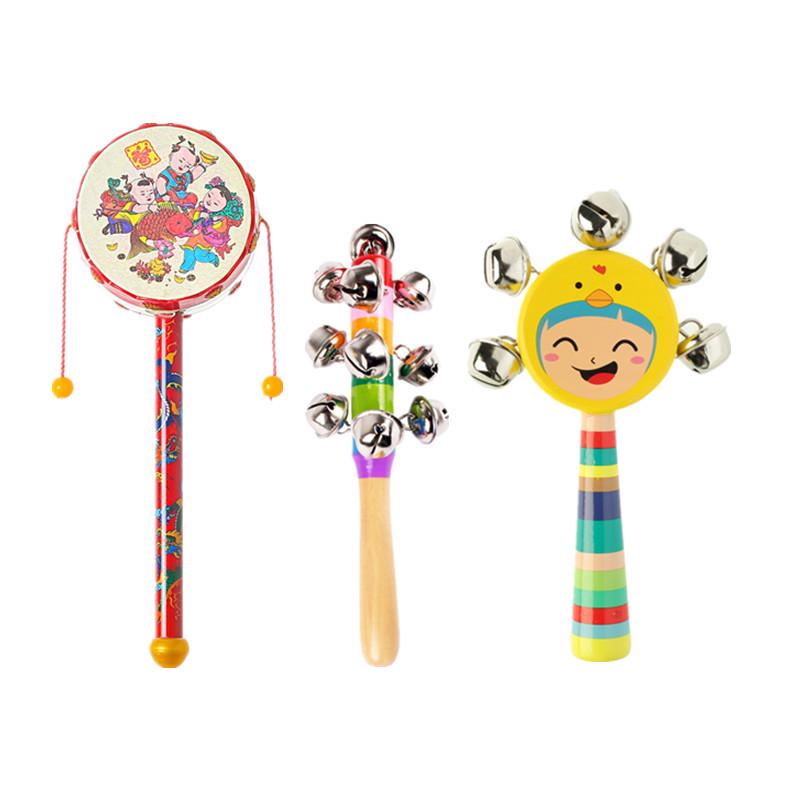 Wooden Baby Rattle Toy for Newborns and Toddlers (0-12 Months) - Grasping & Early Education Puzzle Handbell