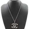 Chanel COCO Mark Necklace Silver / Black metallic/Rhinestone 34.1g Women Used
